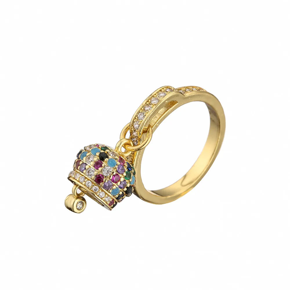 Multicolor Dazzling Bell Shape Moissanite Diamonds Pendant 18k White/Vermeil Gold Plated Necklace | Mix Mix Style
