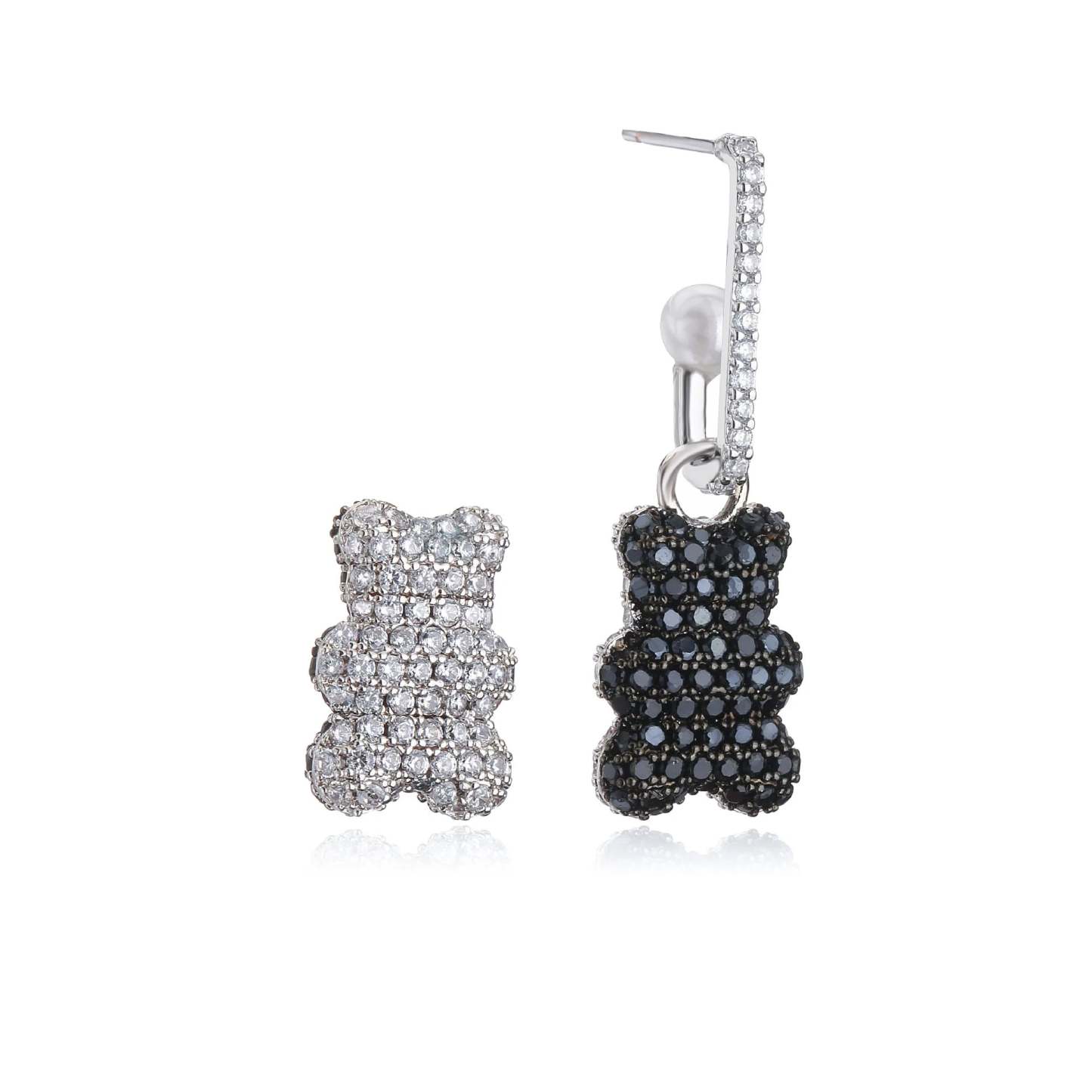 New Women's Earrings Plated with 18k Gold Crystal Zircon Cartoon Bear Popular Fashion Jewelry Couple Festival Gift