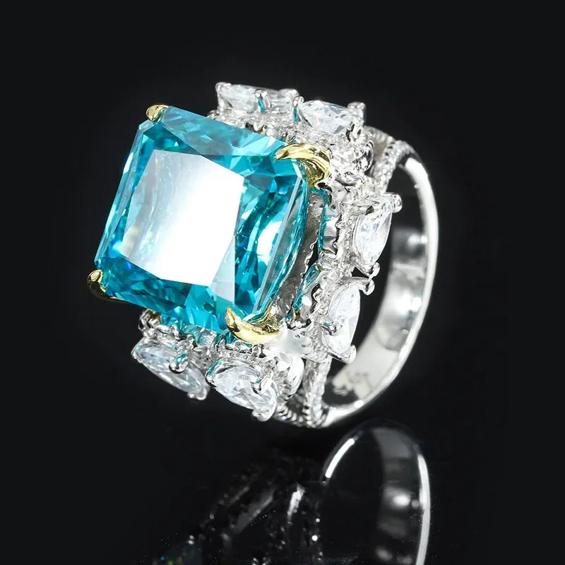 Elegant Green Blue Cushion Cut Moissanite Diamonds ct 18k White Gold Luxury Engagement Ring-Mix MIx Style