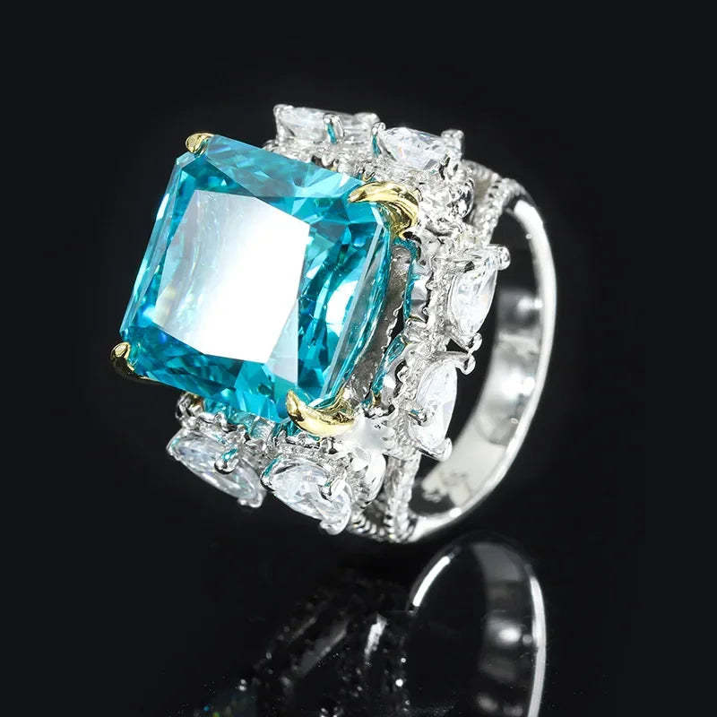 Elegant Green Blue Cushion Cut Moissanite Diamonds ct 18k White Gold Luxury Engagement Ring-Mix MIx Style