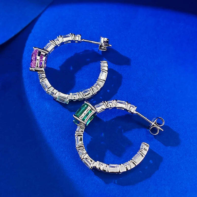 Charm 3mm Moissanite Diamond Hoop Earring 100% Real 925 Sterling Silver Jewelry Party Wedding Earrings for Women Bridal Gift