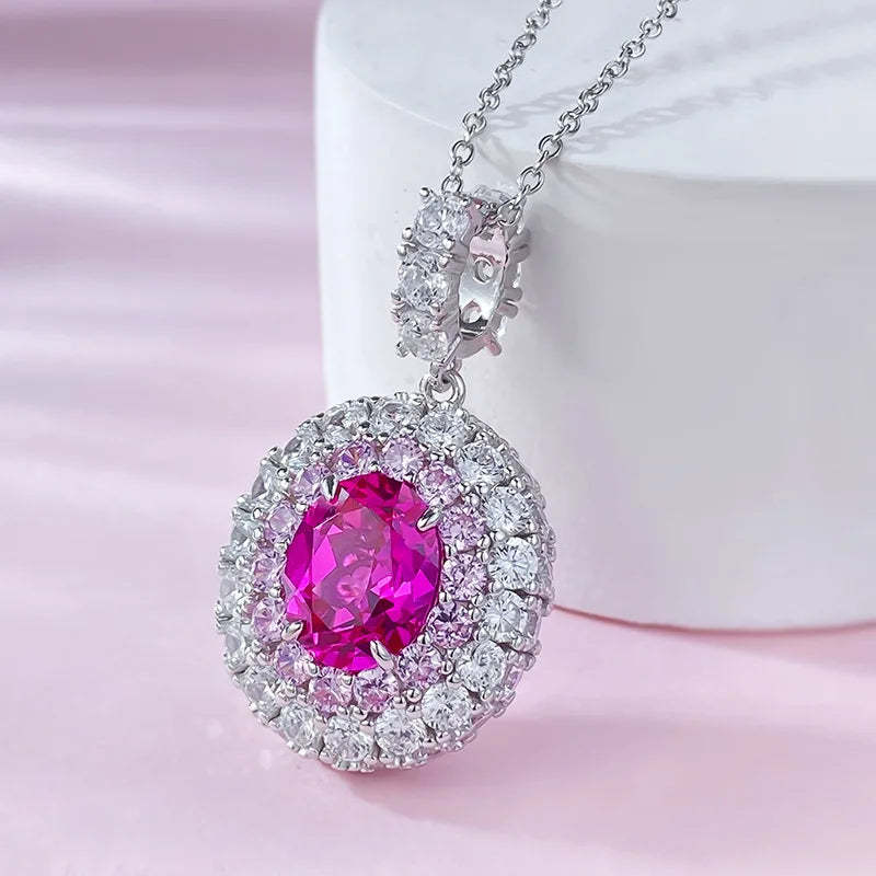 2024 New Rupee Rose Diamond Pendant 8 * 10mm Oval Valentine's Day Collection Jewelry-Mix MIx Style