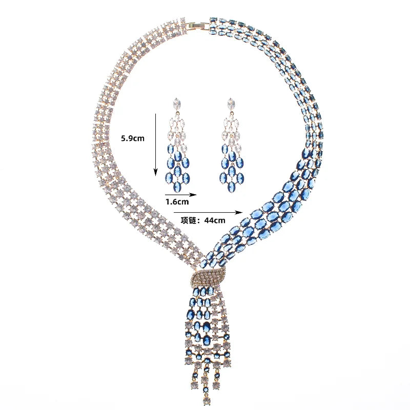 Elegant Lab Emerald Cut Diamond 18K White Gold Plated Earring & Necklace Set | Mix Mix Style-Mix MIx Style
