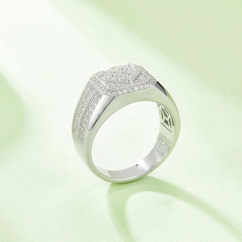 White Classic Embellished Micro Moissanite Diamonds 18k White Gold Plated Luxury Ring | Mix Mix Style