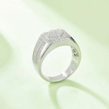 White Classic Embellished Micro Moissanite Diamonds 18k White Gold Plated Luxury Ring | Mix Mix Style