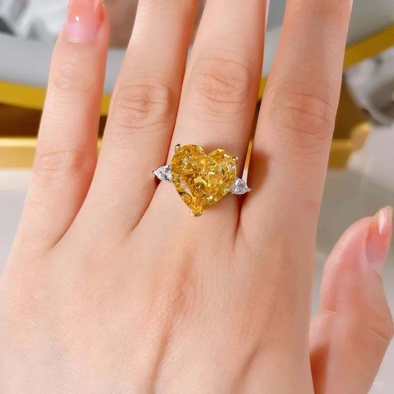 Green Love Solitarie Heart Cut Moissanite Diamond 18k White Gold Plated Engagement Ring-Mix MIx Style