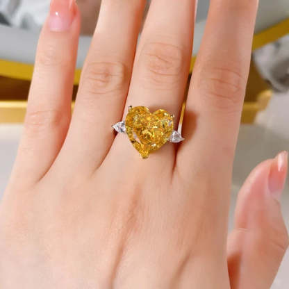 Green Love Solitarie Heart Cut Moissanite Diamond 18k White Gold Plated Engagement Ring-Mix MIx Style