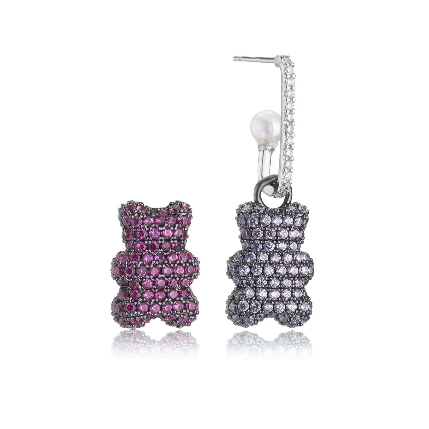 New Women's Earrings Plated with 18k Gold Crystal Zircon Cartoon Bear Popular Fashion Jewelry Couple Festival Gift