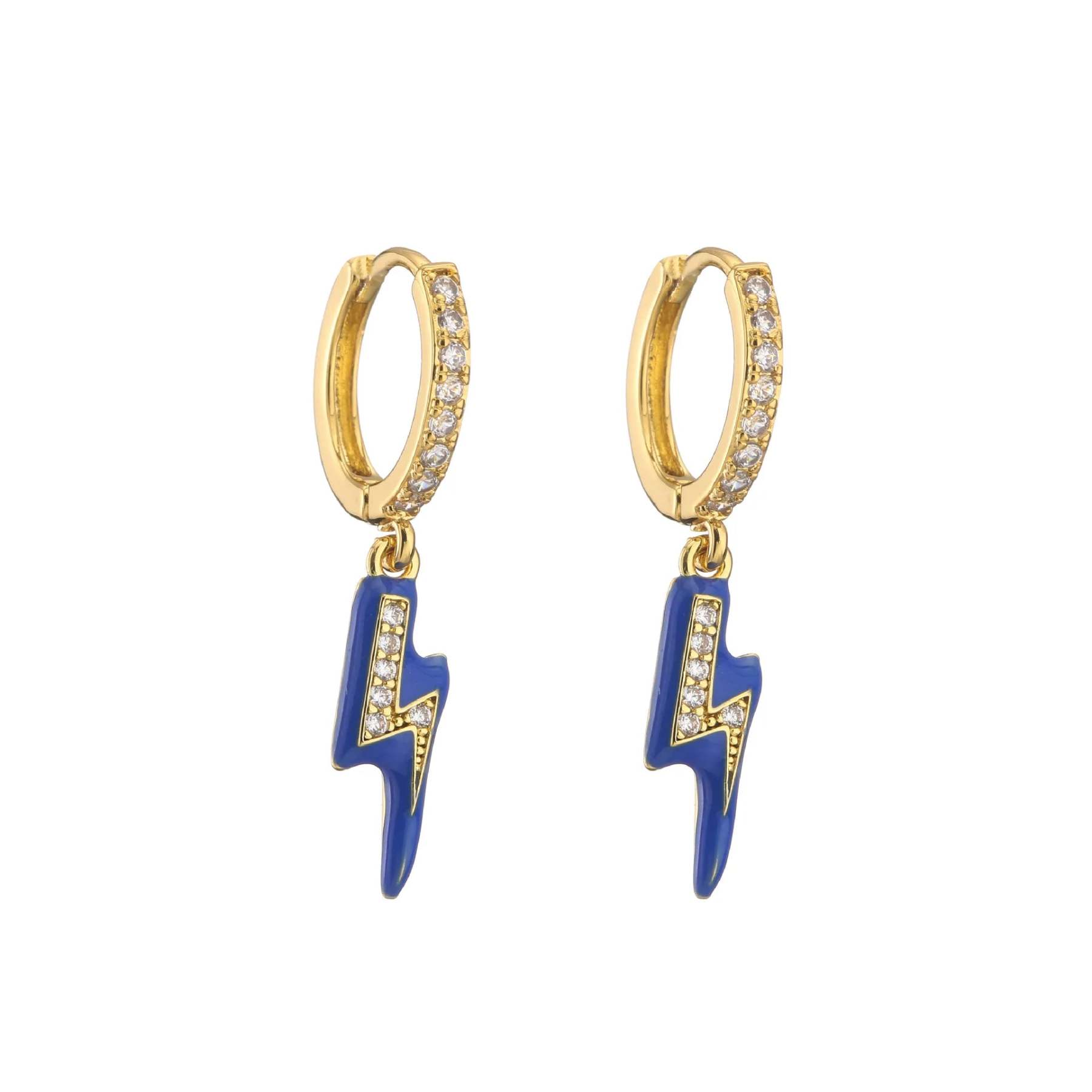 New Women's Earrings Plated with 18k Gold Crystal Zircon Enamel, Lightning, Sweet, Romantic, Fashion Jewelry, Couple Gift