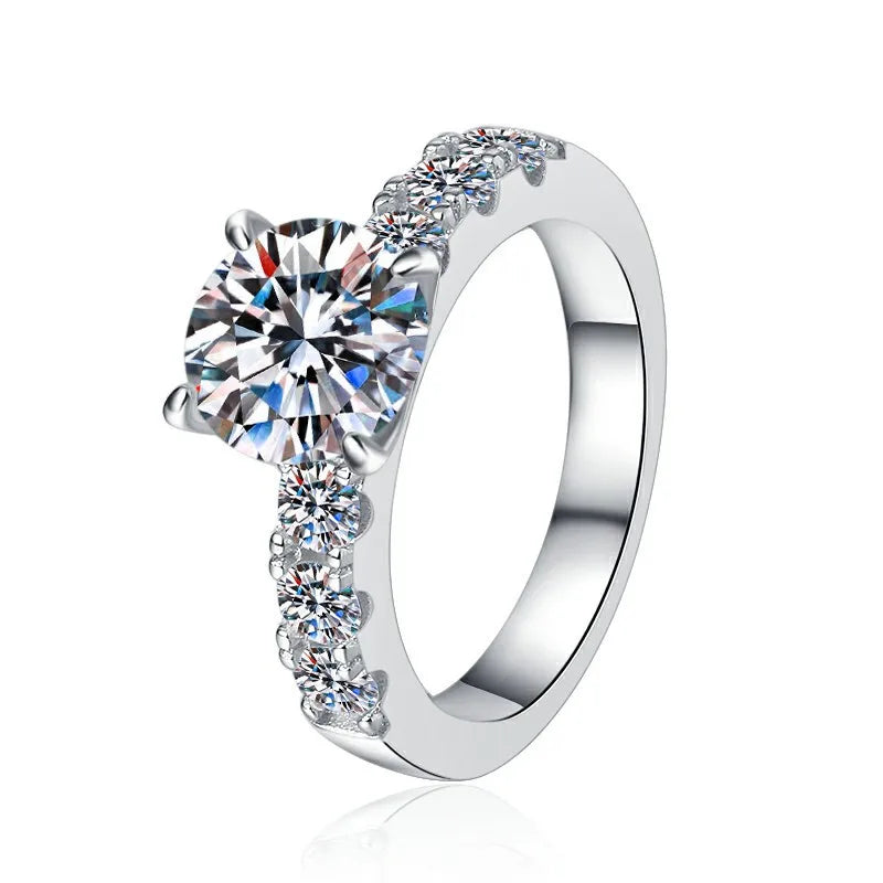 Solitarie White Round Cut Moissanite Diamonds 2ct 18k White Gold Wedding Engagement Ring-Mix MIx Style