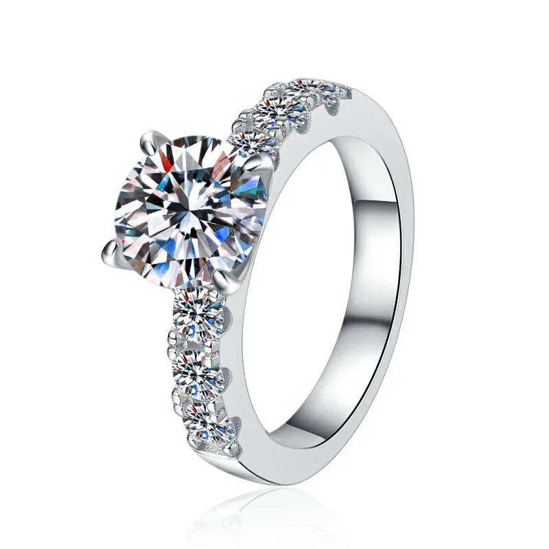 Solitarie White Round Cut Moissanite Diamonds 2ct 18k White Gold Wedding Engagement Ring-Mix MIx Style