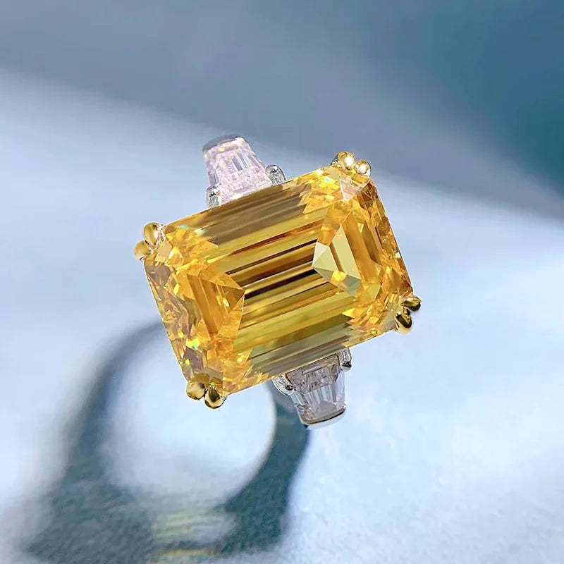 White Emerald Cut Moissanite Diamonds 8ct 18k White Gold Luxury Wedding Engagement Ring | Mix Mix Style-Mix MIx Style