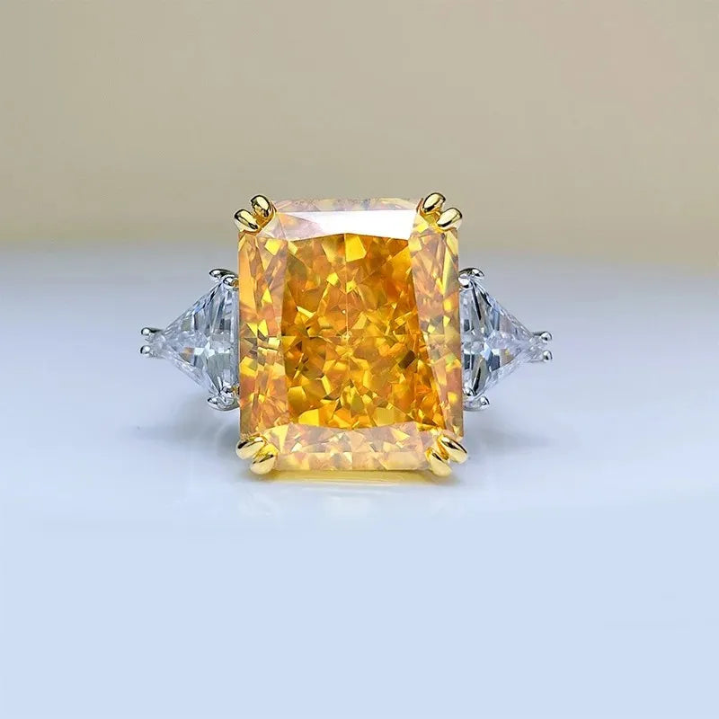 Solitarie Pink Radiant Cut Moissanite Diamonds 18k White Gold Plated Luxury Engagement Ring | Mix Mix Style-Mix MIx Style