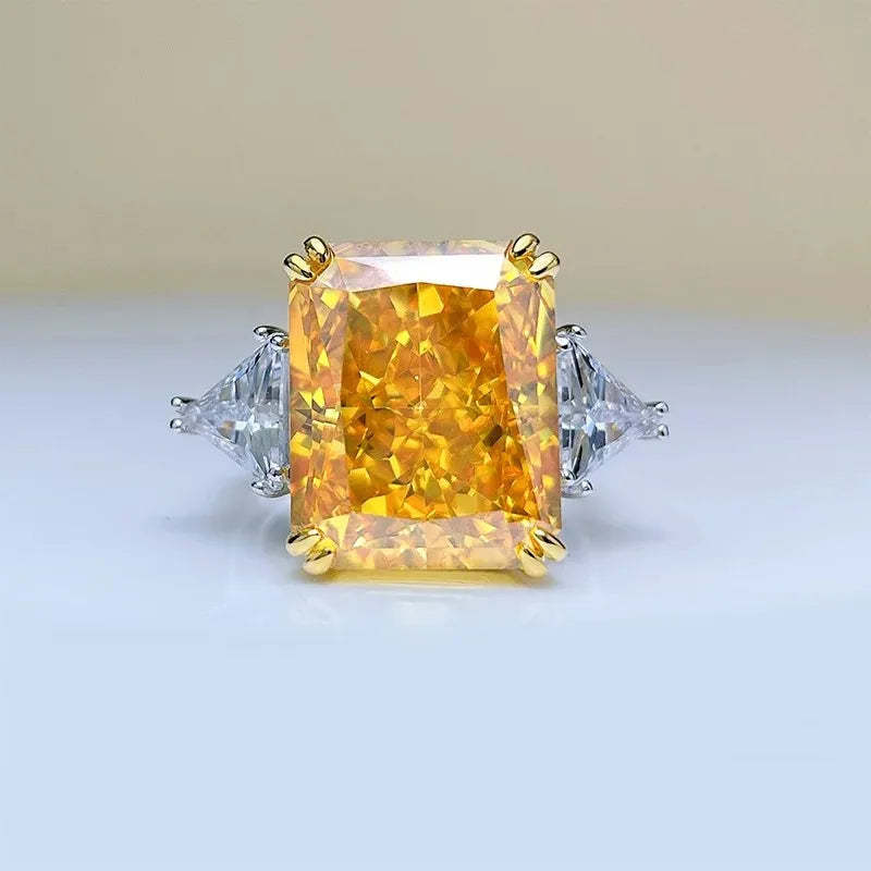 Solitarie Pink Radiant Cut Moissanite Diamonds 18k White Gold Plated Luxury Engagement Ring | Mix Mix Style-Mix MIx Style