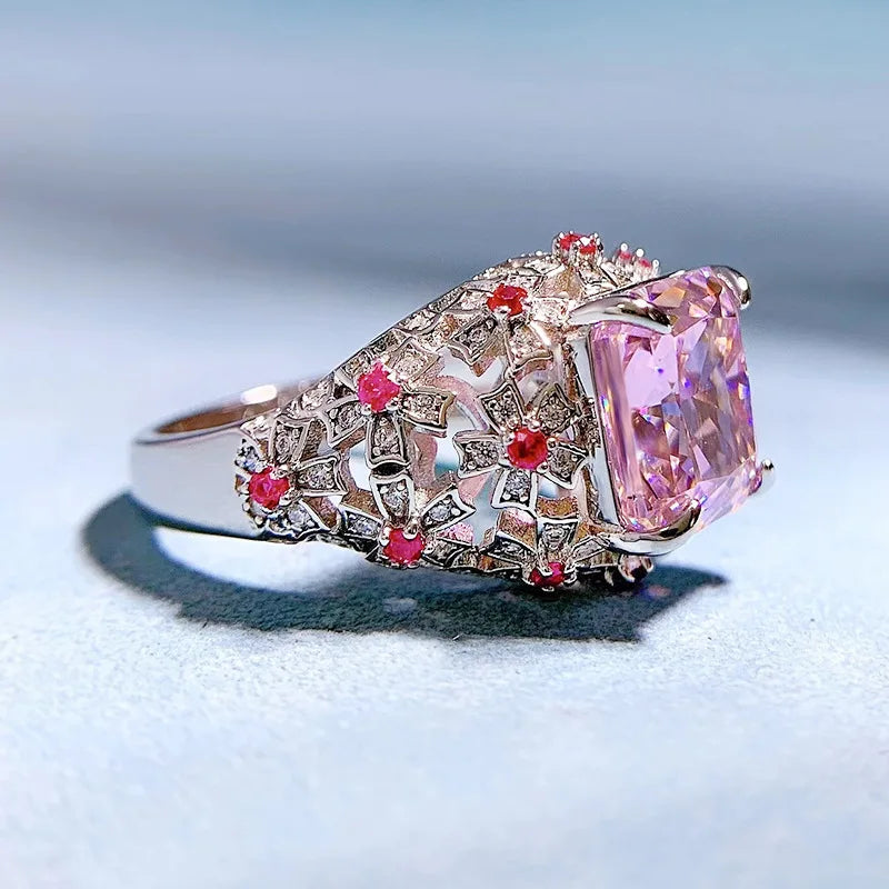 Pink Moissanite Pink Diamond  Ring Wedding Rings Bridal Engagement Jewelry Mix Mix Style [Hot Seller]-Mix MIx Style
