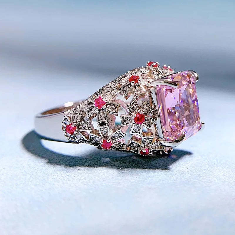 Pink Moissanite Pink Diamond  Ring Wedding Rings Bridal Engagement Jewelry Mix Mix Style [Hot Seller]-Mix MIx Style