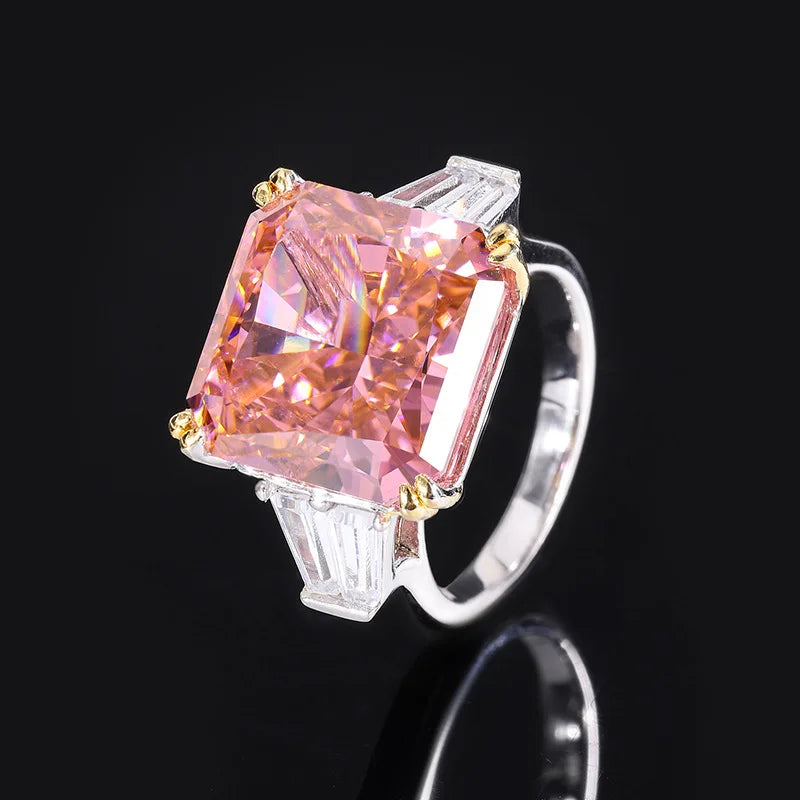 Pink Solitarie Cushion Cut Moissanite Diamonds 18k White Gold Luxury Engagement Ring-Mix MIx Style