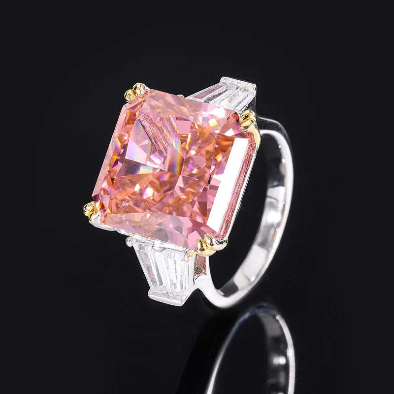 Pink Solitarie Cushion Cut Moissanite Diamonds 18k White Gold Luxury Engagement Ring-Mix MIx Style
