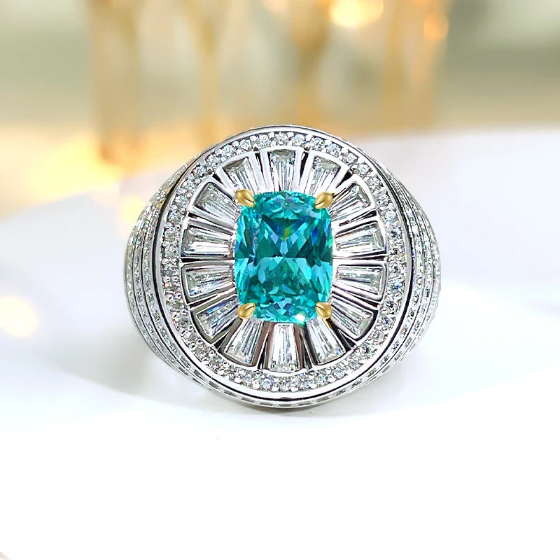 Colorful Green Radiant Cut Moissanite Diamonds 18k White Gold Elegant  Engagement Ring-Mix MIx Style
