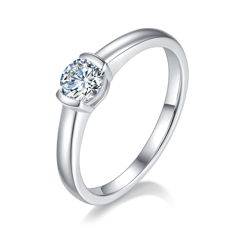 Diamond 0.5CT Moissanite Round Cut 18k White Gold Plated Ring | Mix Mix Style [Hot Seller]-Mix MIx Style