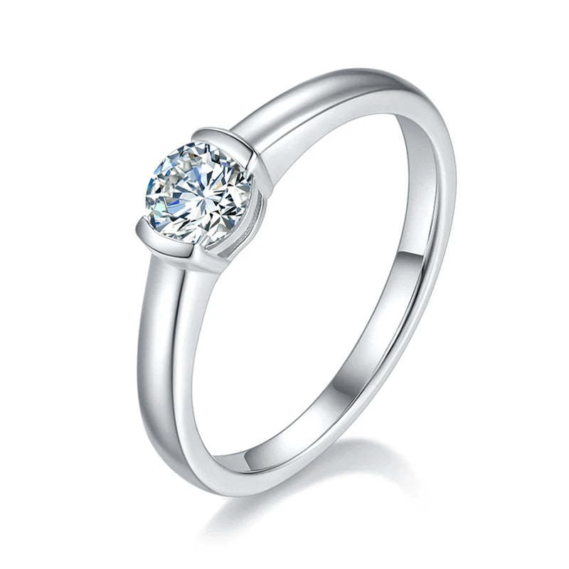 Diamond 0.5CT Moissanite Round Cut 18k White Gold Plated Ring | Mix Mix Style [Hot Seller]-Mix MIx Style