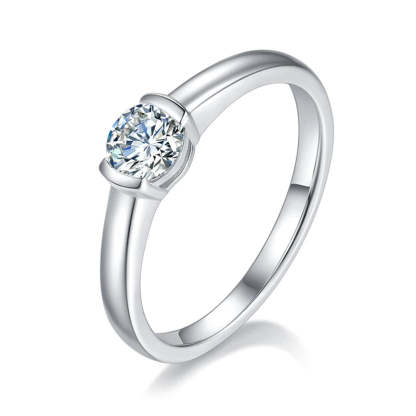 Diamond 0.5CT Moissanite Round Cut 18k White Gold Plated Ring | Mix Mix Style [Hot Seller]-Mix MIx Style