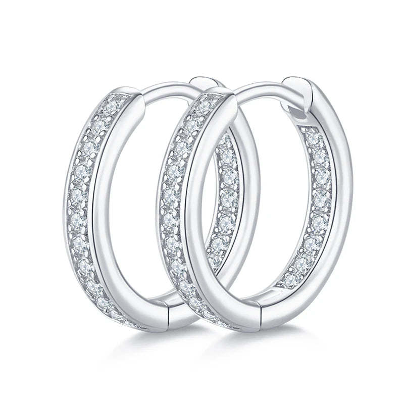SGARIT Fine Jewelry S925 Silver 0.32CT VVS1D Round Brilliant Cut Moissanite Diamond Hoop Earrings For Women-Mix MIx Style