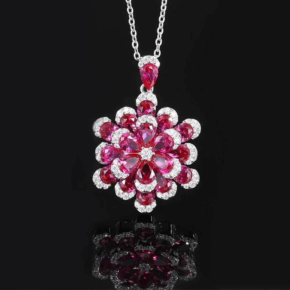 Vintage Flower Ruby Lab Sapphire Gemstone Ring/Necklace/Earrings/Bracelets Jewelry Sets | Mix Mix Style [Hot Seller]-Mix MIx Style