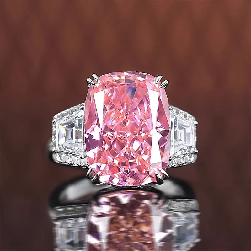 Pink Glam Radiant Cut Moissanite Diamonds 18k White Gold Plated Wedding Engagement Ring-Mix MIx Style