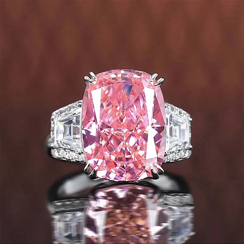 Pink Glam Radiant Cut Moissanite Diamonds 18k White Gold Plated Wedding Engagement Ring-Mix MIx Style