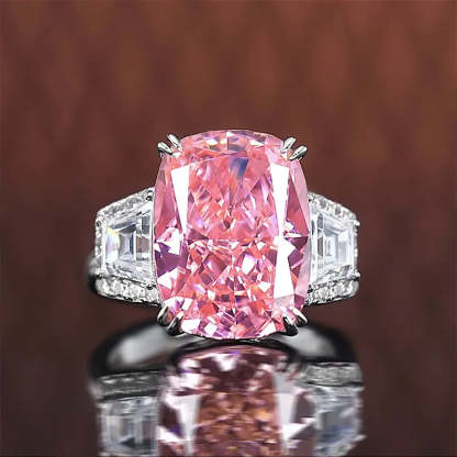 Pink Glam Radiant Cut Moissanite Diamonds 18k White Gold Plated Wedding Engagement Ring-Mix MIx Style