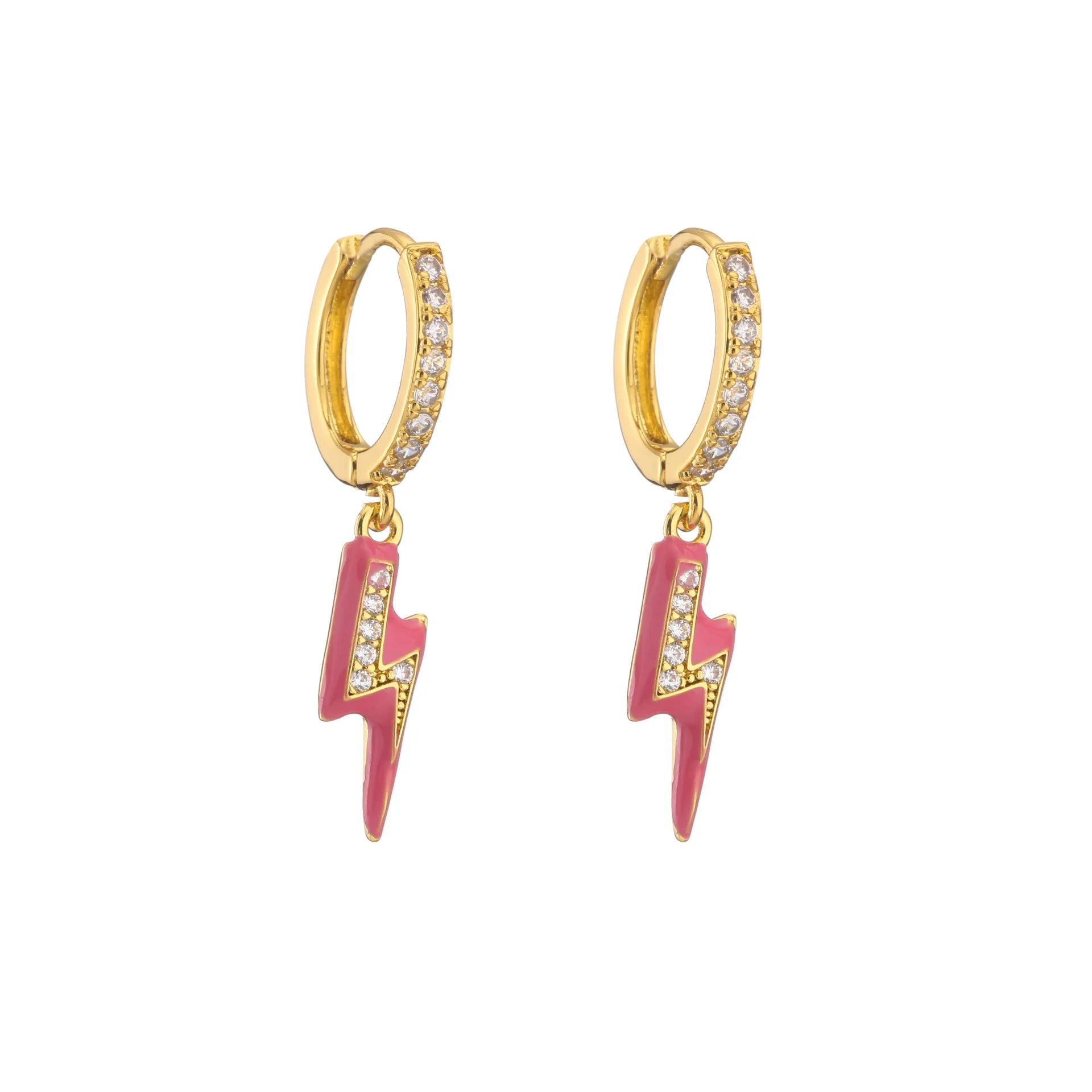New Women's Earrings Plated with 18k Gold Crystal Zircon Enamel, Lightning, Sweet, Romantic, Fashion Jewelry, Couple Gift