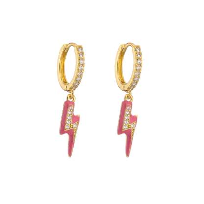 New Women's Earrings Plated with 18k Gold Crystal Zircon Enamel, Lightning, Sweet, Romantic, Fashion Jewelry, Couple Gift