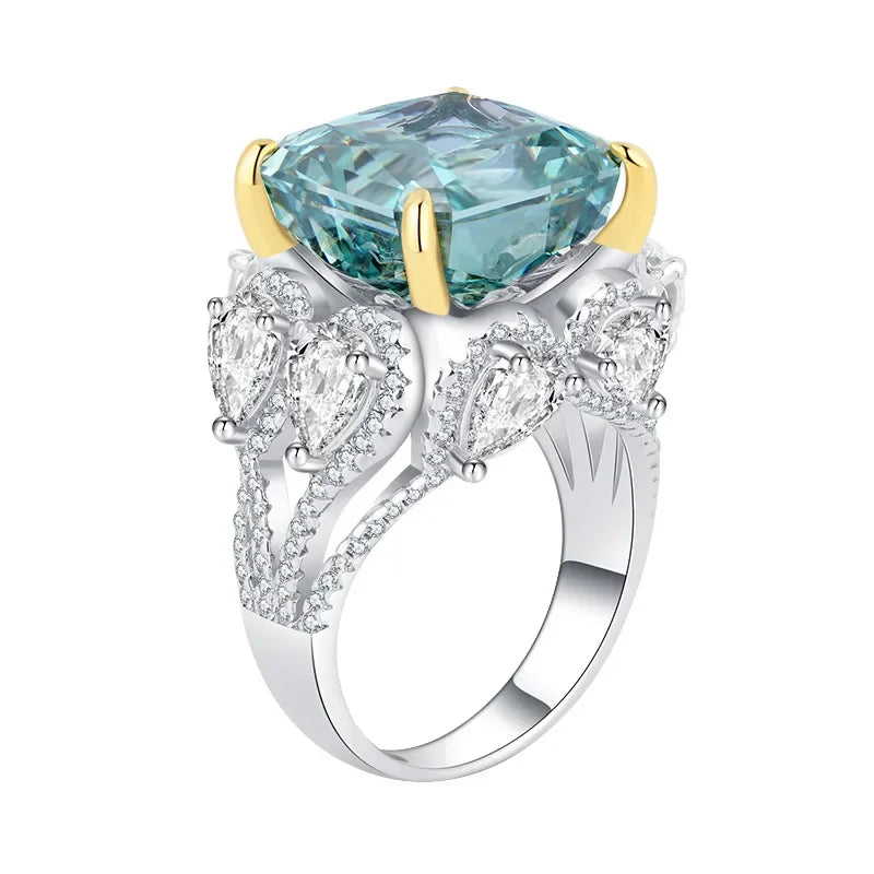 Elegant Green Blue Cushion Cut Moissanite Diamonds ct 18k White Gold Luxury Engagement Ring-Mix MIx Style