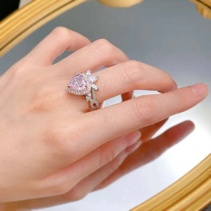 Heart Queen Diamond Ring Romantic Pink Moissanite Diamond Ring Wedding Rings Bridal Engagement Jewelry Mix Mix Style [Hot Seller]-Mix MIx Style