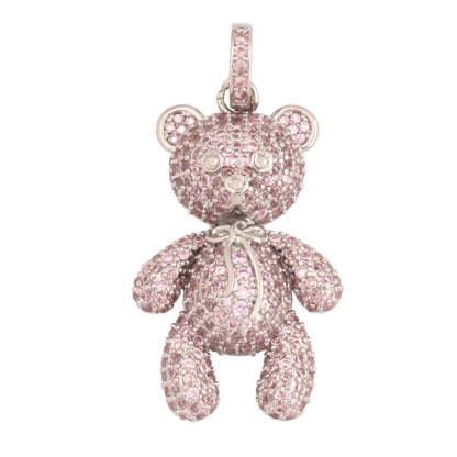 Luxury Fine Inlaid Rainbow Cubic Zironia Charm Pendant,Cute Bear Jewelry Necklace Bracelet Making Wholesale Supplies M85