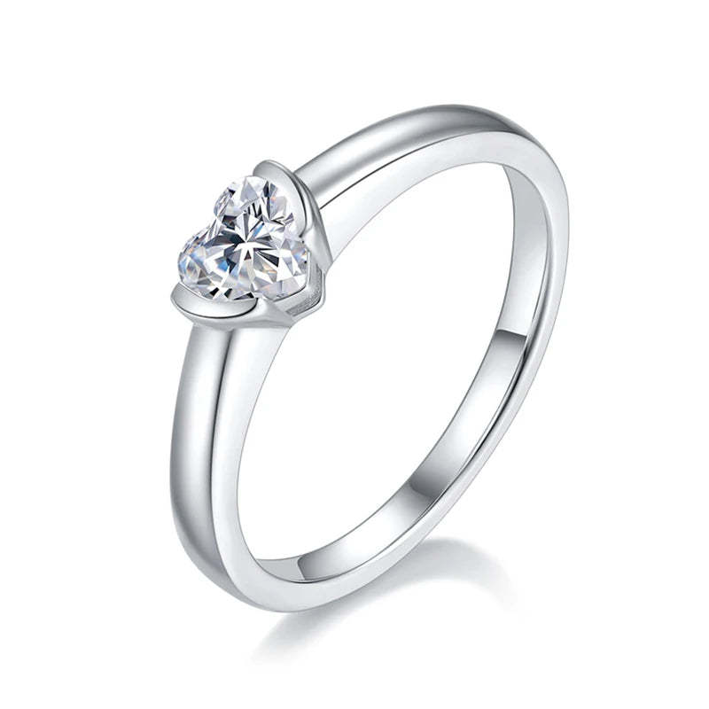 Diamond 0.5CT Moissanite Heart Cut 18k White Gold Plated Ring | Mix Mix Style [Hot Seller]-Mix MIx Style