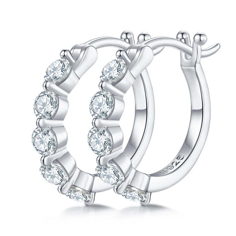 SGARIT Fashion Jewelry 925 Sterling Silver 1CT Total VVS1D Moissanite Diamond Gold Plated Hoop Earrings-Mix MIx Style