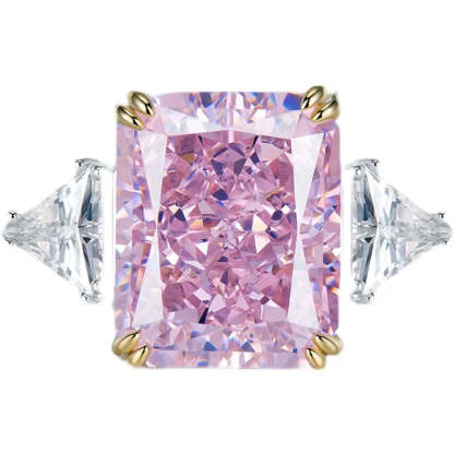 Solitarie Pink Radiant Cut Moissanite Diamonds 18k White Gold Plated Luxury Engagement Ring | Mix Mix Style-Mix MIx Style