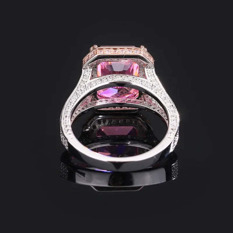 Fine Green Cushion Radiant Cut Moissanite Diamonds 18k White Gold Engagement Ring | Mix Mix Style-Mix MIx Style