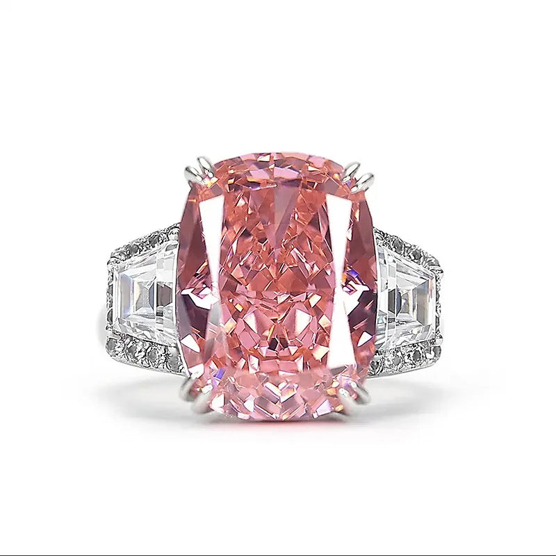 Pink Glam Radiant Cut Moissanite Diamonds 18k White Gold Plated Wedding Engagement Ring-Mix MIx Style