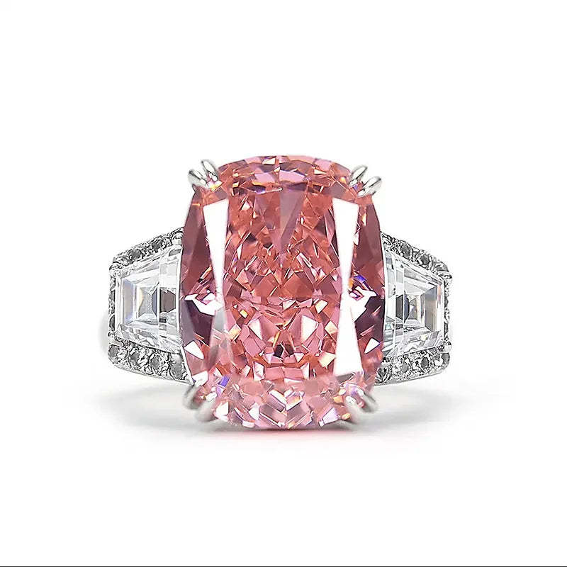 Pink Glam Radiant Cut Moissanite Diamonds 18k White Gold Plated Wedding Engagement Ring-Mix MIx Style