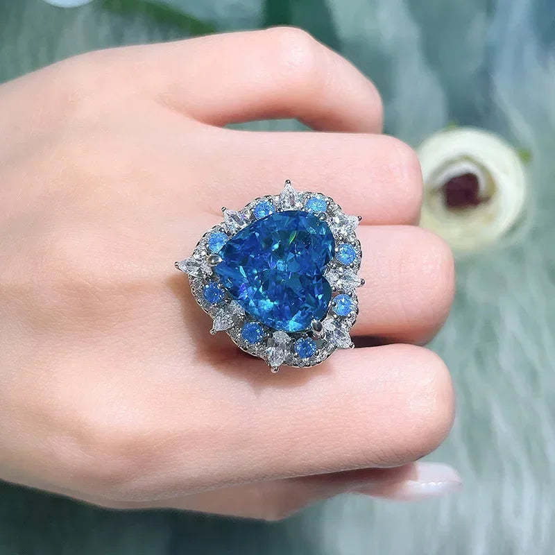 Blue Sky Heart Cut Moissanite Diamonds 18k White Gold Luxury Engagement Ring-Mix MIx Style