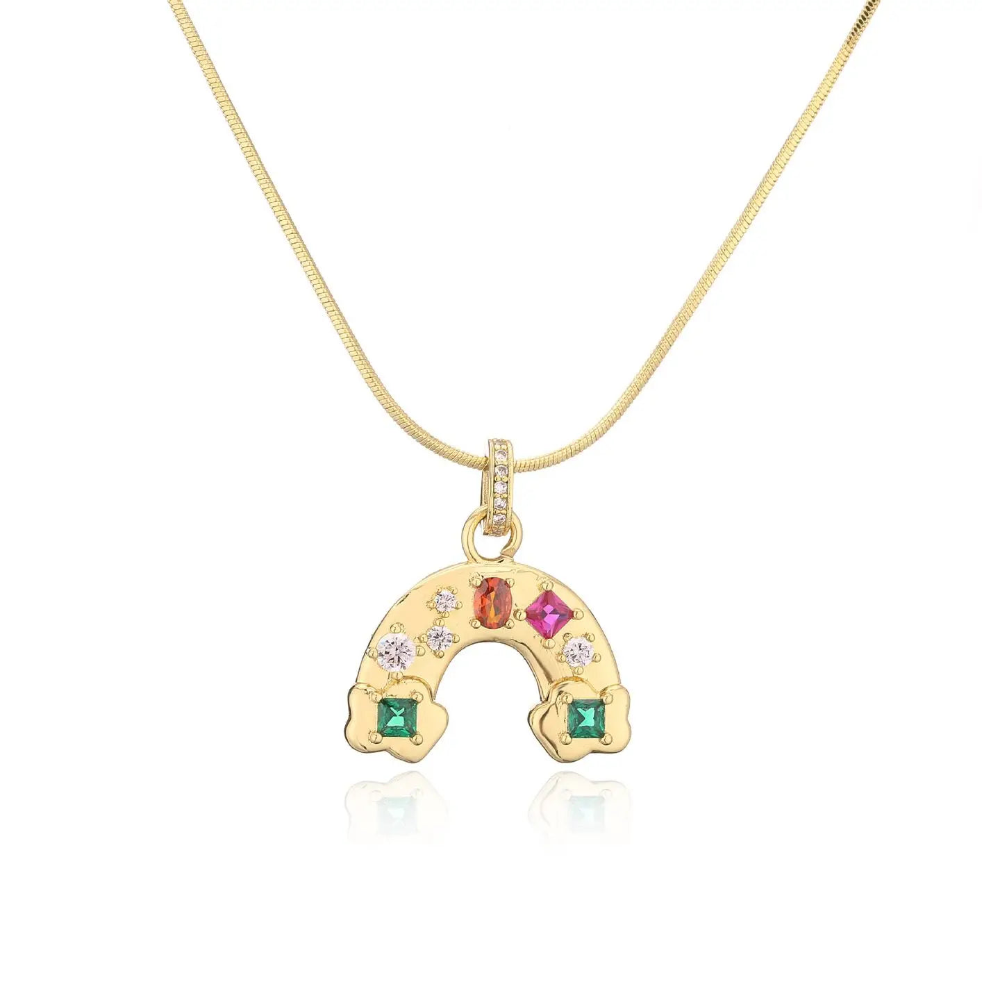 Rainbow Bridge Dazzling Moissanite Diamonds Pendant Luxury 18k White/Vermeil Gold Plated Necklace | Mix Mix Style