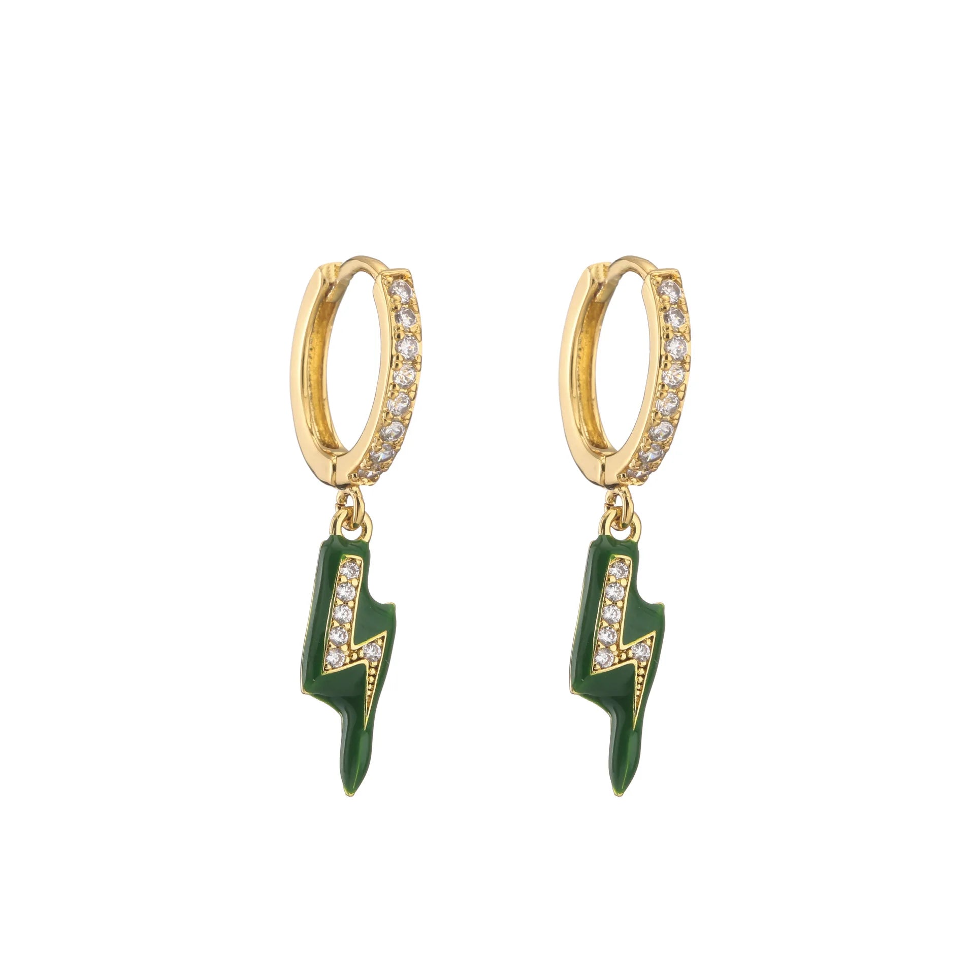 New Women's Earrings Plated with 18k Gold Crystal Zircon Enamel, Lightning, Sweet, Romantic, Fashion Jewelry, Couple Gift
