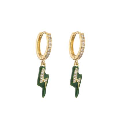 New Women's Earrings Plated with 18k Gold Crystal Zircon Enamel, Lightning, Sweet, Romantic, Fashion Jewelry, Couple Gift