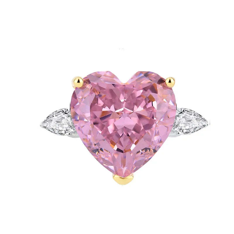 Green Love Solitarie Heart Cut Moissanite Diamond 18k White Gold Plated Engagement Ring-Mix MIx Style