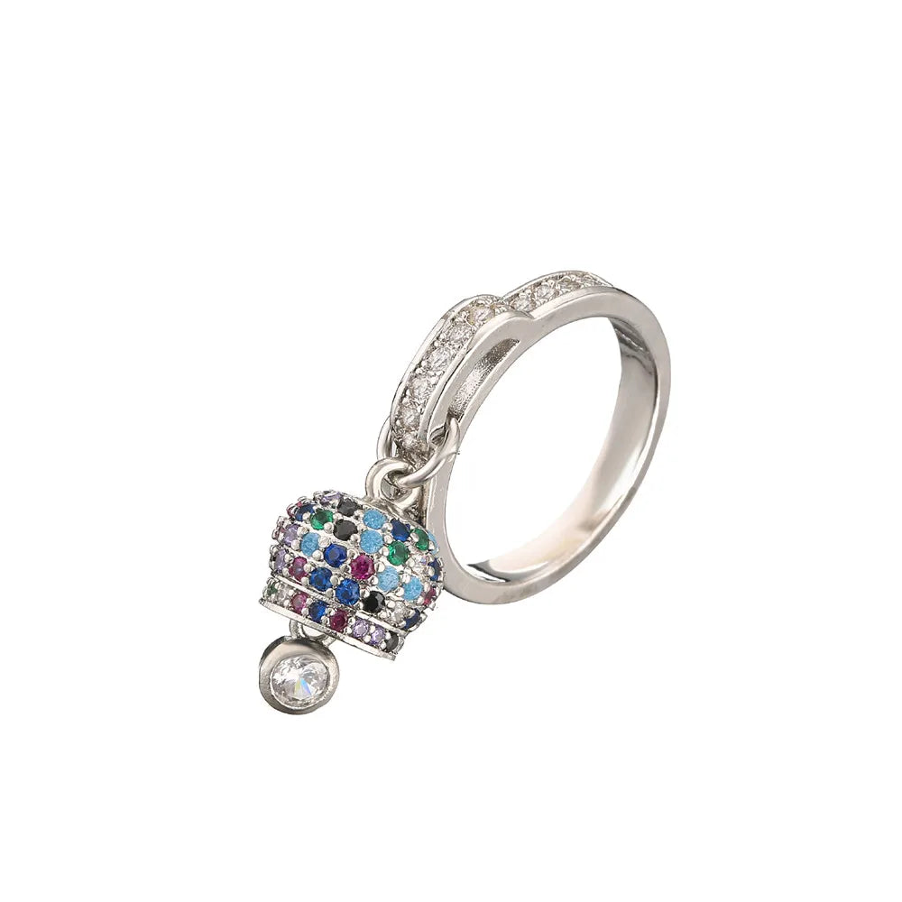 Multicolor Dazzling Bell Shape Moissanite Diamonds Pendant 18k White/Vermeil Gold Plated Necklace | Mix Mix Style