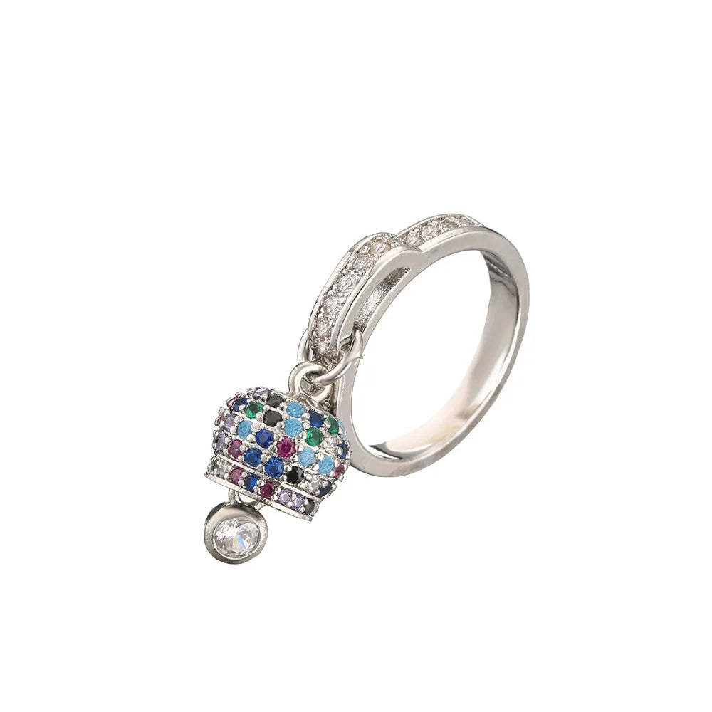 Multicolor Dazzling Bell Shape Moissanite Diamonds Pendant 18k White/Vermeil Gold Plated Necklace | Mix Mix Style