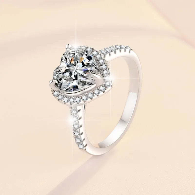 Dainty White Heart Cut Moissanite Diamonds 18k White Gold Luxury Engagement Ring-Mix MIx Style